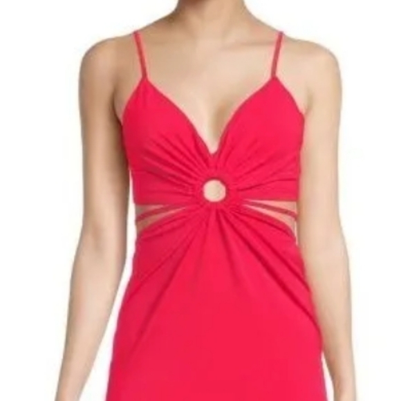 Walter Baker Rivka Dress Womens Extra Large XL Red Cut Out Midi Party Night Out - Picture 3 of 8